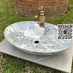 Chậu Lavabo Oval Giá Rẻ màu xám vân đá
