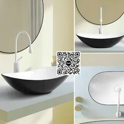 Chậu Lavabo Thuyền Giá Rẻ màu trắng viền đen