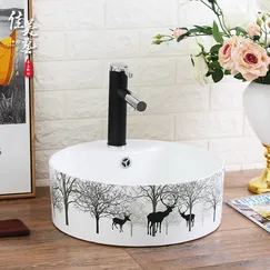 CHẬU LAVABO TRÒN ĐẶT BÀN SỨ TRẮNG