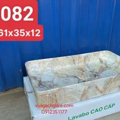 Chậu Lavabo Chữ Nhật Giá Rẻ vân đá - đen tia chớp