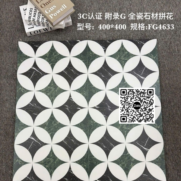 Gạch Bông 40x40 Ốp Lát Trang Trí xanh trắng đen FG4633
