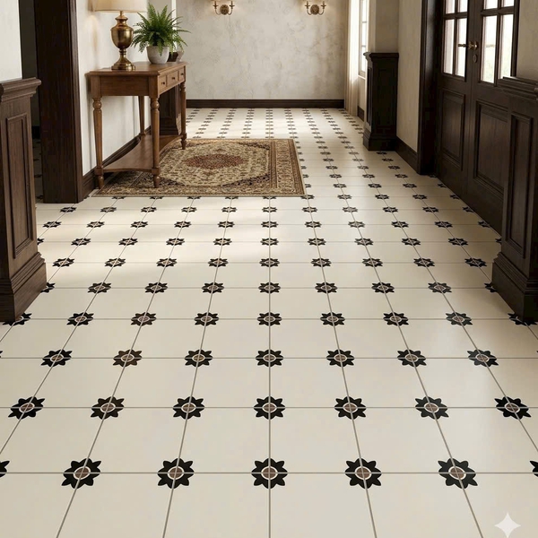 Gạch Bông 40x40 Ốp Lát Trang Trí trắng đen FG4262J