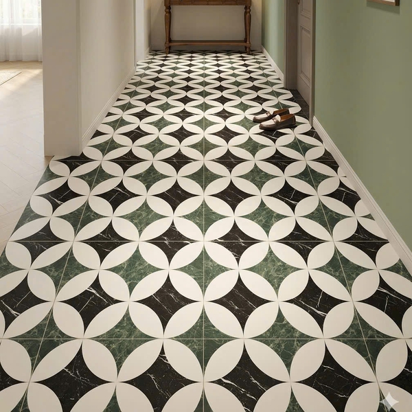 Gạch Bông 40x40 Ốp Lát Trang Trí xanh trắng đen FG4633