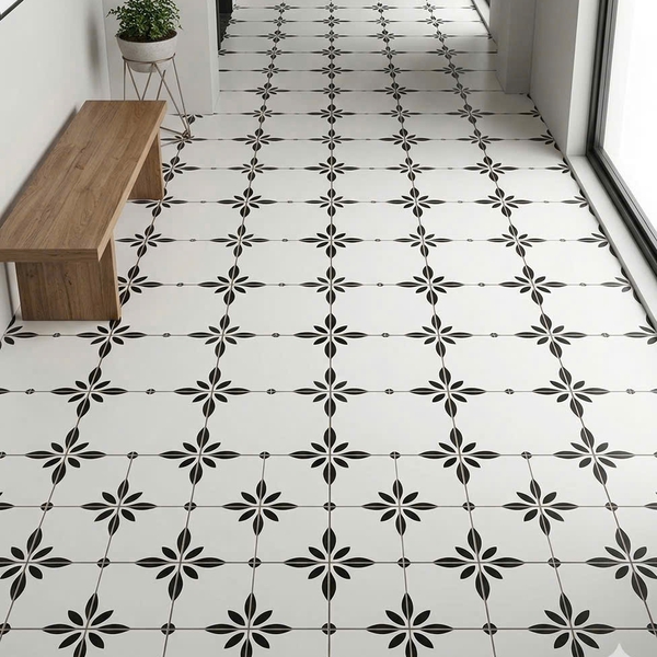 Gạch Bông 40x40 Ốp Lát Trang Trí trắng đen FG4174