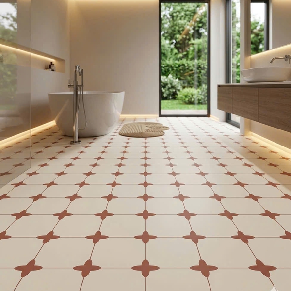 Gạch Bông 40x40 Ốp Lát Trang Trí trắng nâu FG4143
