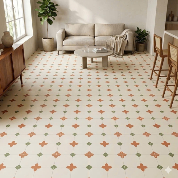 Gạch Bông 40x40 Ốp Lát Trang Trí trắng nâu FG4178