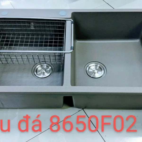 Chậu Rửa Chén Bằng Đá 2 ngăn màu xanh dương - màu xám - màu đen 8650