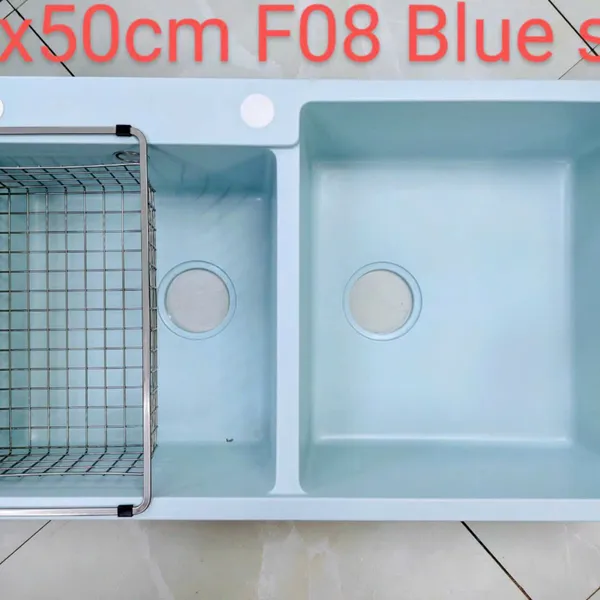 Chậu Rửa Chén Bằng Đá 2 ngăn màu xanh dương - màu xám - màu đen 8650