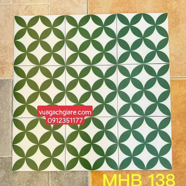 Gạch Bông 20x20 Ốp Lát Trang Trí Giá Rẻ đồng tiền xanh trắng MHB 138