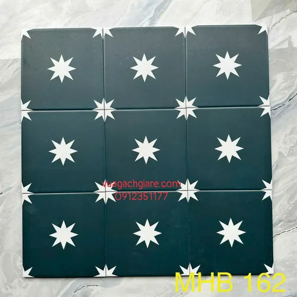 Gạch Bông 20x20 Ốp Lát Trang Trí Giá Rẻ ngôi sao đen trắng MHB 162