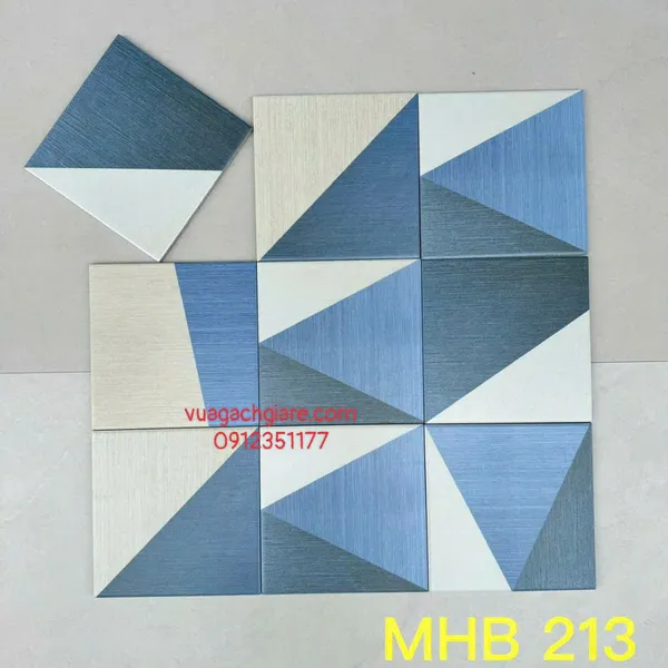 Gạch Bông 20x20 Ốp Lát Trang Trí Giá Rẻ trắng xanh dương MHB 213