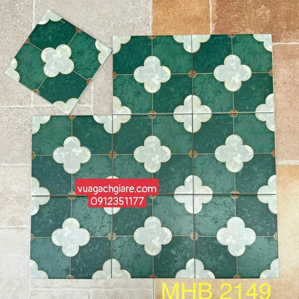 Gạch Bông 20x20 Ốp Lát Trang Trí Giá Rẻ trắng xanh rêu MHB 2149