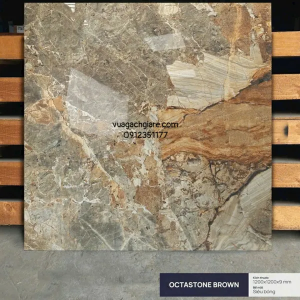 Gạch Đá 120x120 Ốp Lát Ấn Độ nâu vân đá