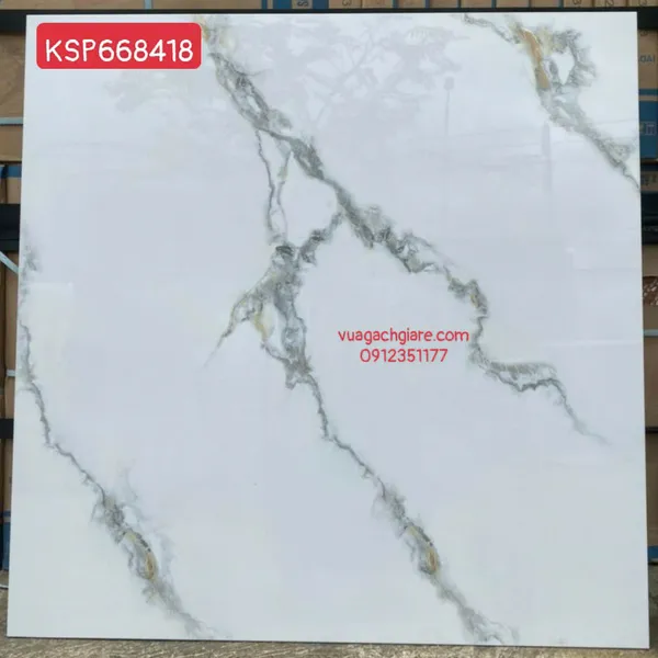 Gạch Đá 60x60 Ốp Lát Giá Rẻ trắng vân khói KSP668418