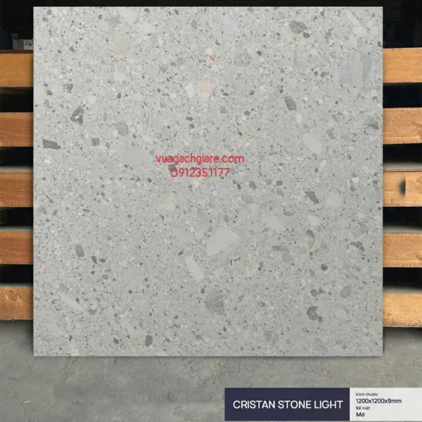 Gạch Đá Mờ 120x120 Ốp Lát Ấn Độ terrazzo xám nhạt
