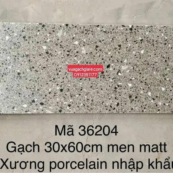Gạch Đá Mờ 30x60 Ốp Lát terrazzo xám 36204