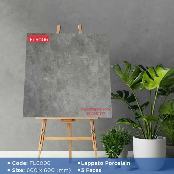 Gạch Đá Mờ 60x60 Ốp Lát Giá Rẻ xám xi măng FL6006