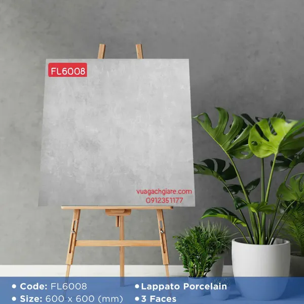 Gạch Đá Mờ 60x60 Ốp Lát Giá Rẻ xám xi măng FL6008