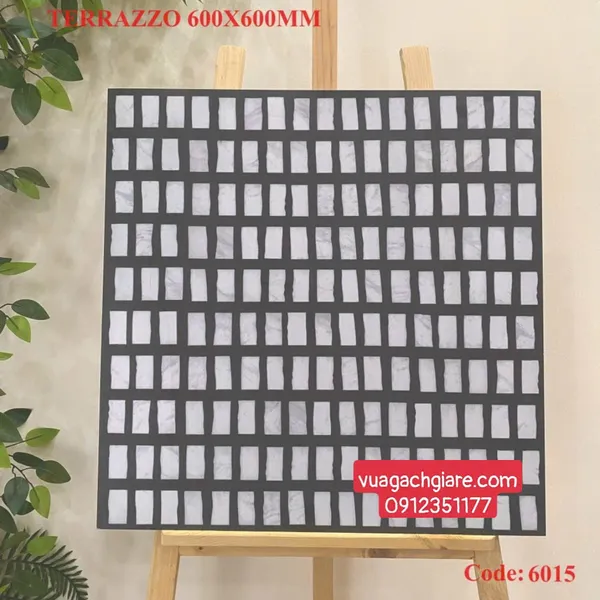Gạch Đá Mờ 60x60 Ốp Lát Giá Rẻ terrazzo đen trắng vân khói 6015