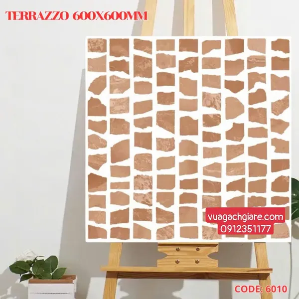 Gạch Đá Mờ 60x60 Ốp Lát Giá Rẻ terrazzo màu nâu 6010