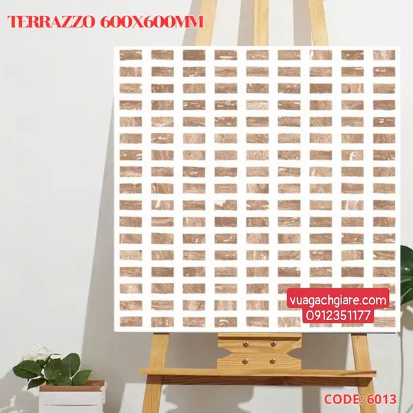 Gạch Đá Mờ 60x60 Ốp Lát Giá Rẻ terrazzo màu nâu 6013