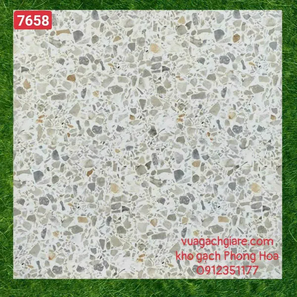 Gạch Đá Mờ Ốp Lát 60x60 AMY terrazzo màu xám 7658 - 7657