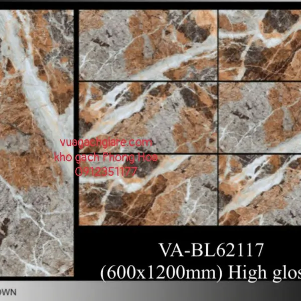 Gạch Đá Ốp Lát 60x120 Cao Cấp Ấn Độ nâu vân đá VA-BL62117