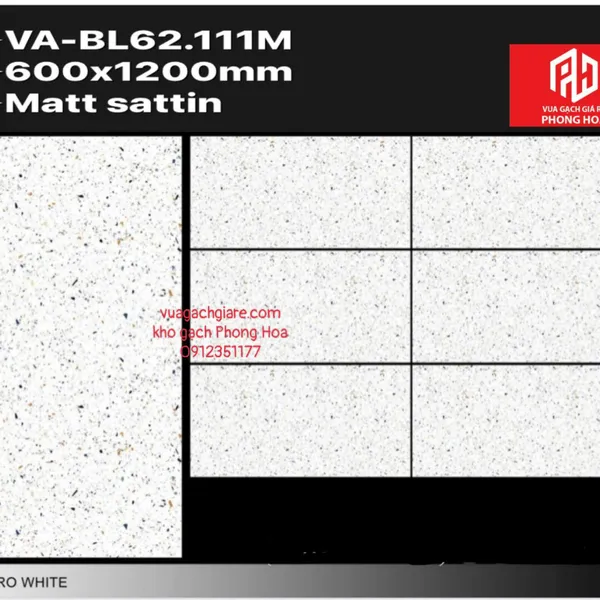 Gạch Đá Ốp Lát 60x120 Cao Cấp Ấn Độ trắng terazzo VA-BL62.111M