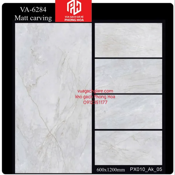 Gạch Đá Ốp Lát 60x120 Cao Cấp Ấn Độ xám nhạt vân đá VA-6284