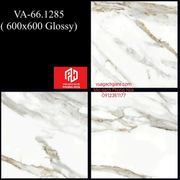 Gạch Đá Ốp Lát 60x60 Cao Cấp Ấn Độ trắng vân khói VA-66.1285