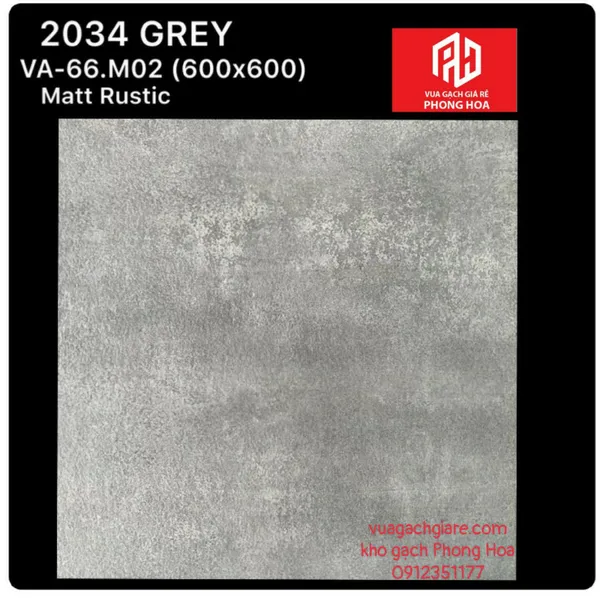 Gạch Đá Mờ Ốp Lát 60x60 Cao Cấp Ấn Độ xám xi măng VA-66.M02