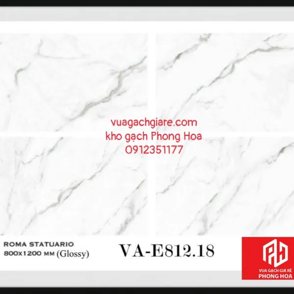 Gạch Đá Ốp Lát 80x120 Cao Cấp Ấn Độ trắng vân khói VA-E812.18