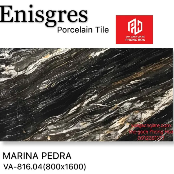 Gạch Đá Ốp Lát 80x160 Cao Cấp Ấn Độ đen vân đá VA-816.04