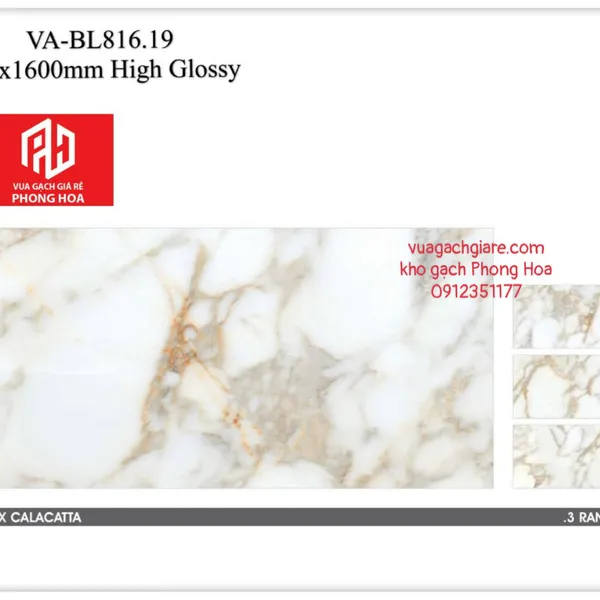 Gạch Đá Ốp Lát 80x160 Cao Cấp Ấn Độ trắng vân vàng VA-BL816.19