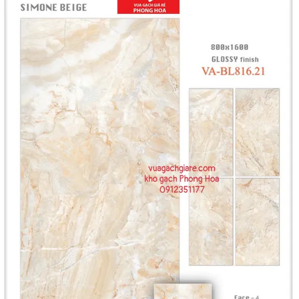 Gạch Đá Ốp Lát 80x160 Cao Cấp Ấn Độ vàng vân đá VA-BL816.21