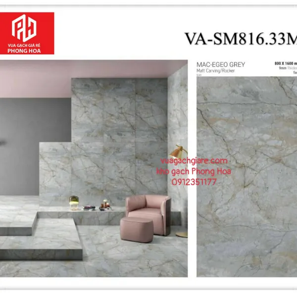 Gạch Đá Ốp Lát 80x160 Cao Cấp Ấn Độ xám vân đá VA-SM816.33M