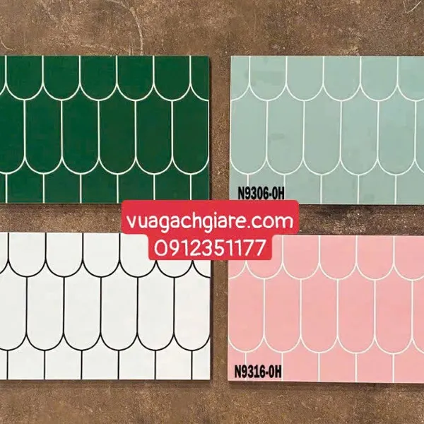 Gạch Men 30x60 Ốp Tường Trang Trí vảy cá xanh xám trắng hồng