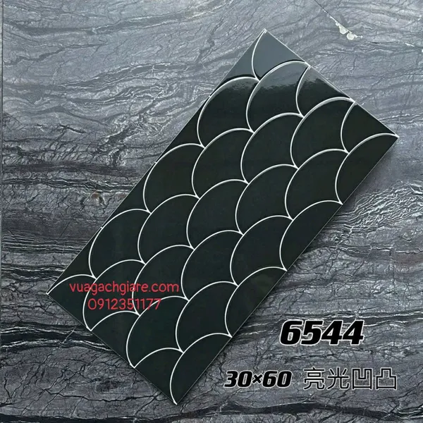 Gạch Men 30x60 Ốp Tường Trang Trí vảy cá màu đen 6544