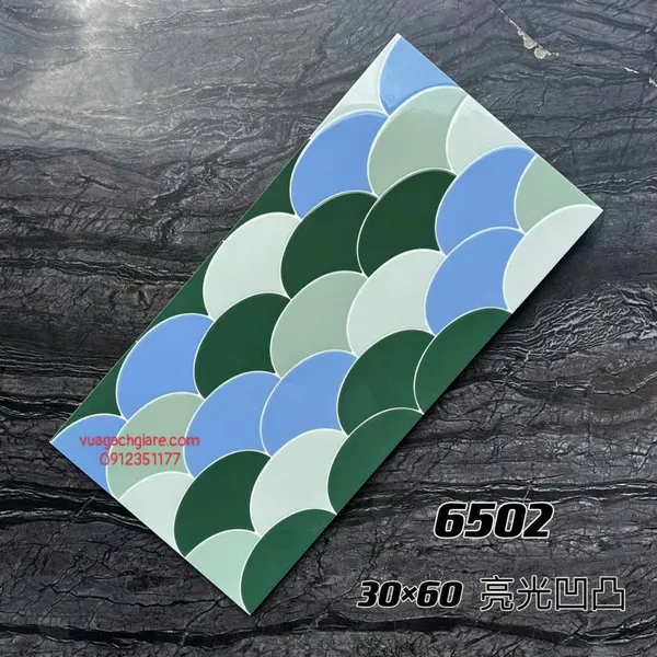Gạch Men 30x60 Ốp Tường Trang Trí vảy cá xanh xám 6502