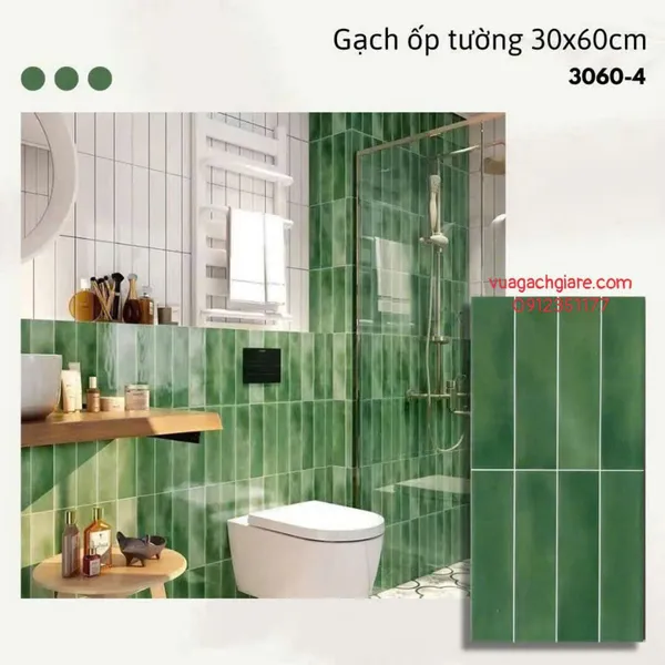 Gạch Men 30x60 Ốp Tường Trang Trí giả thẻ màu xanh lá 3060 - 4
