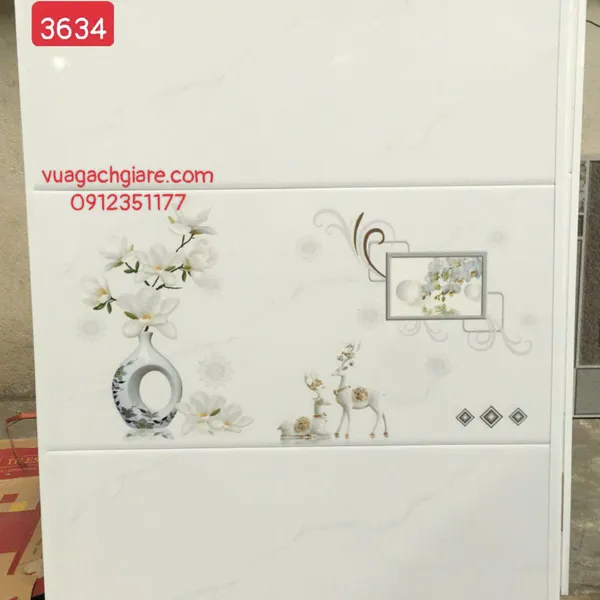 Gạch Men 30x60 Ốp Tường Giá Rẻ trắng vân khói 3634