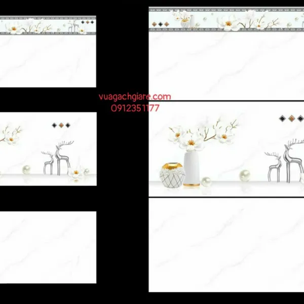 Gạch Men 30x60 Ốp Tường Giá Rẻ trắng vân khói 3957