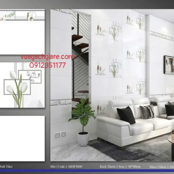 Gạch Men 40x80 Ốp Tường Giá Rẻ trắng trơn 4800V1