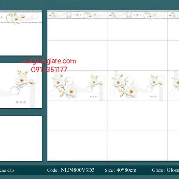 Gạch Men 40x80 Ốp Tường Giá Rẻ trắng trơn 4800V3