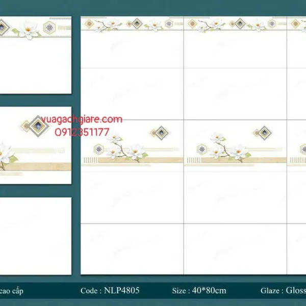 Gạch Men 40x80 Ốp Tường Giá Rẻ trắng vân khói NLP4806V