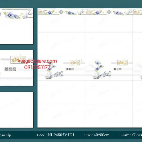 Gạch Men 40x80 Ốp Tường Giá Rẻ trắng vân khói 4805V1