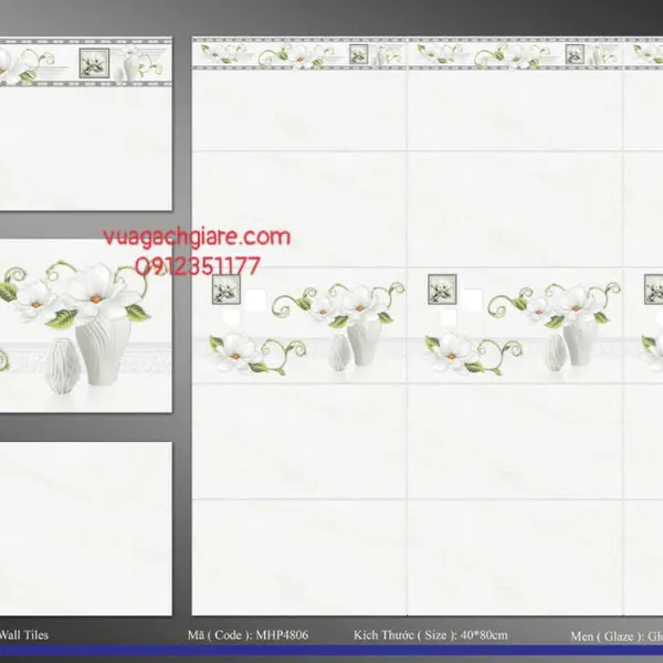 Gạch Men 40x80 Ốp Tường Giá Rẻ trắng vân khói 4806V