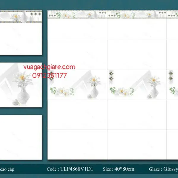 Gạch Men 40x80 Ốp Tường Giá Rẻ trắng vân khói 4868V1