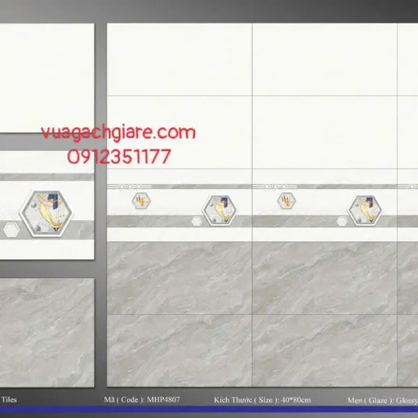 Gạch Men 40x80 Ốp Tường Giá Rẻ xám vân đá 4807