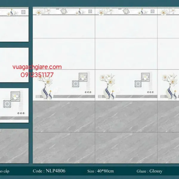 Gạch Men 40x80 Ốp Tường Giá Rẻ xám vân trắng 4806V